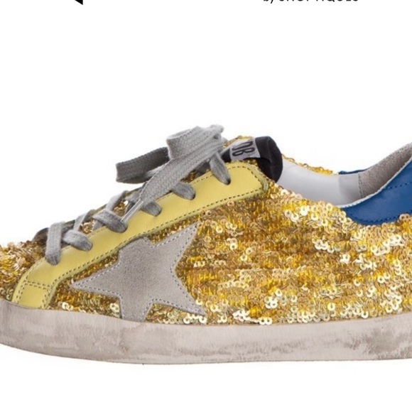 Sequin GOLDEN GOOSE yellow Sneakers size 8 - Picture 3 of 3
